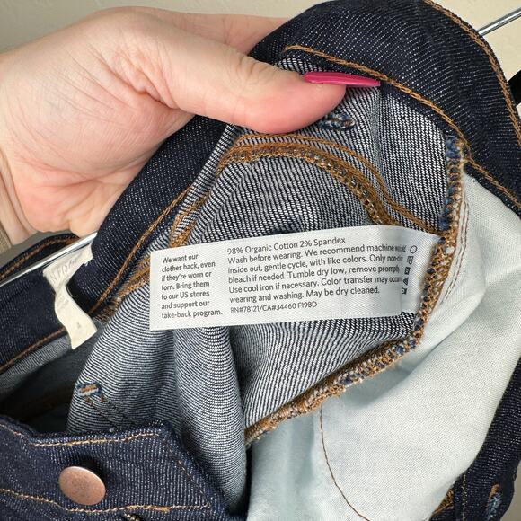 Eileen Fisher Cotton Stretch Dark Wash Denim Slim Straight Leg Jeans 4 - Picture 13 of 14